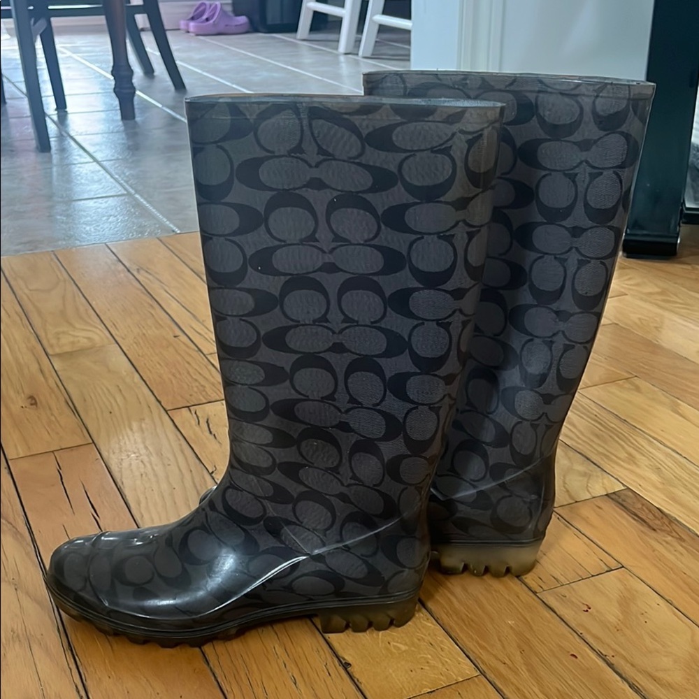 Coach Brown Winter Rain Boots Signature Style